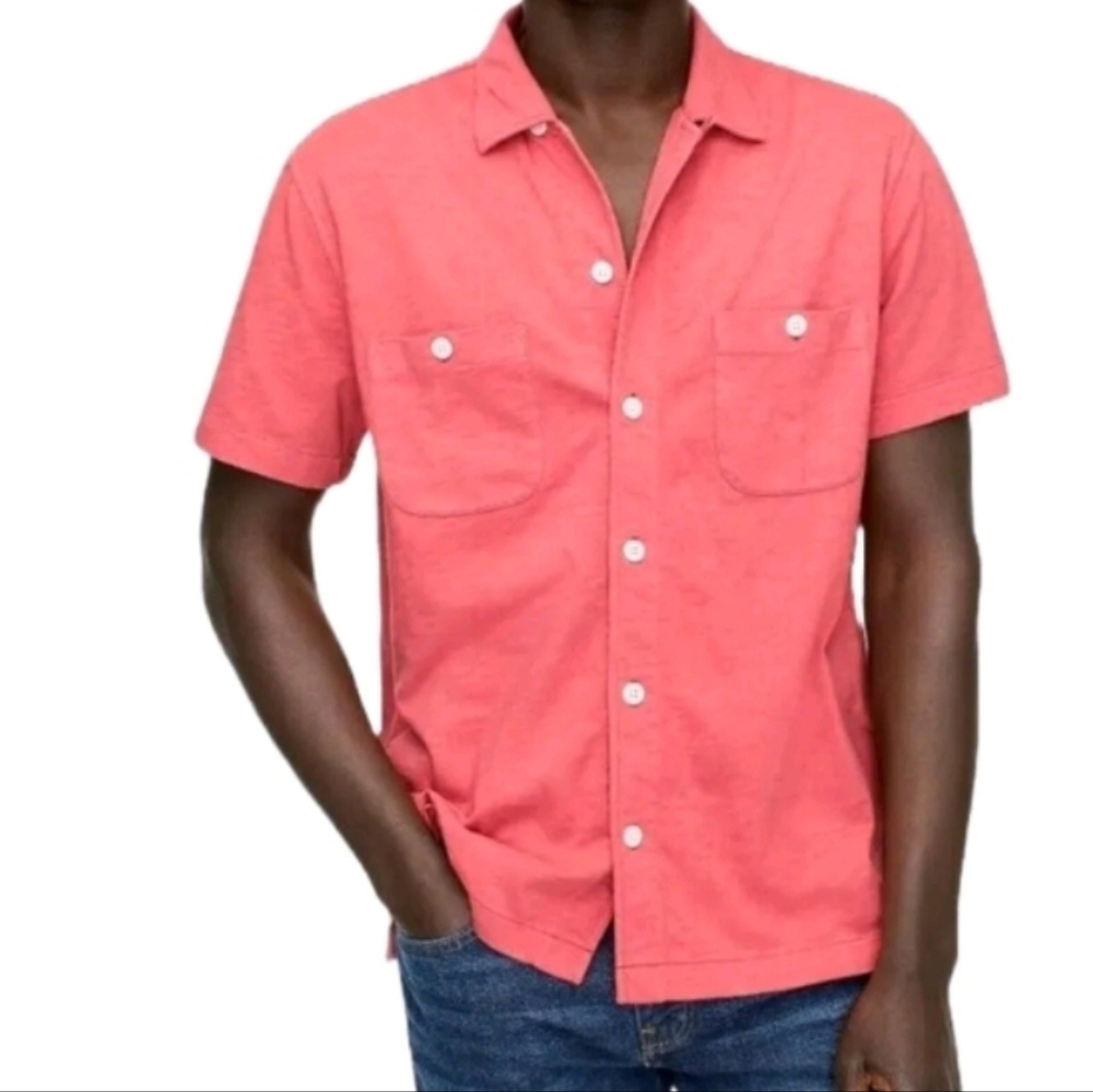 NWT J Crew Garment Dyed Harbor Men's Button Down size S Lobster Red